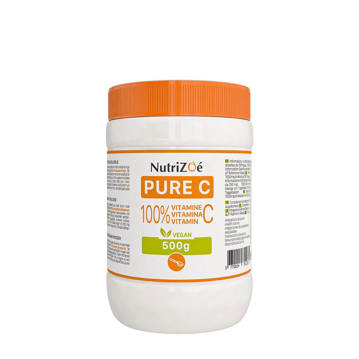 Vitamine C d'origine végetale | poudre extrasoluble | Format 500g | Nutrizoé