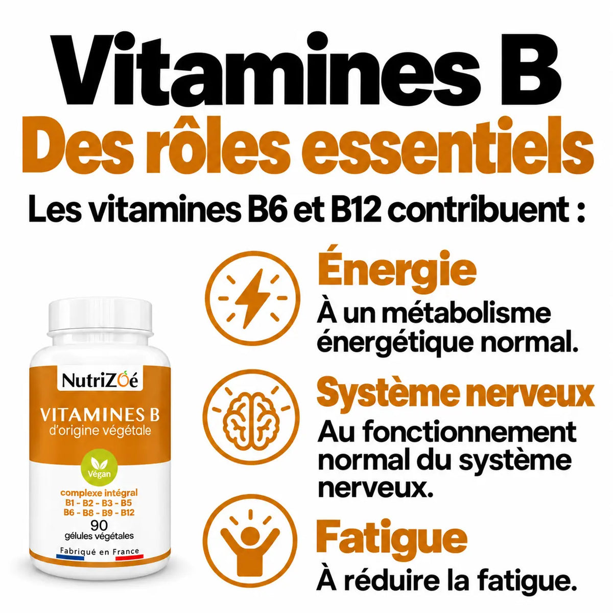 Vitamines B complexe intégral | complexe vitamines b roles energie fatigue nutrizoe