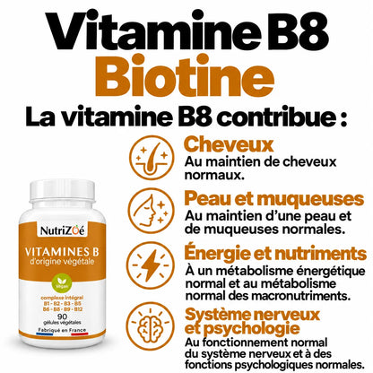 Vitamines B complexe intégral | complexe vitamines b8 bienfaits cheveux peau nutrizoe